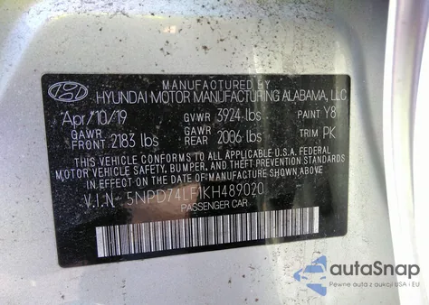 2019 Hyundai Elantra Se из США, поврежденный, VIN 5NPD74LF1KH489020